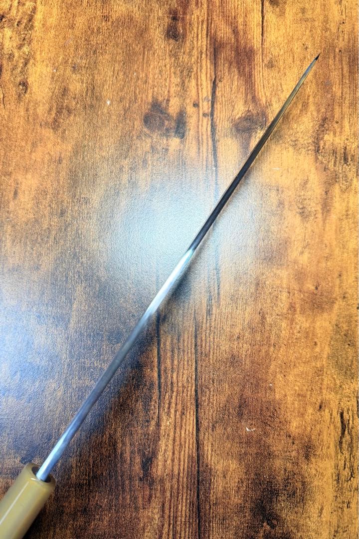 森本光一作　左用　刺身 柳刃　白一鋼　尺　紫檀白水牛八角柄