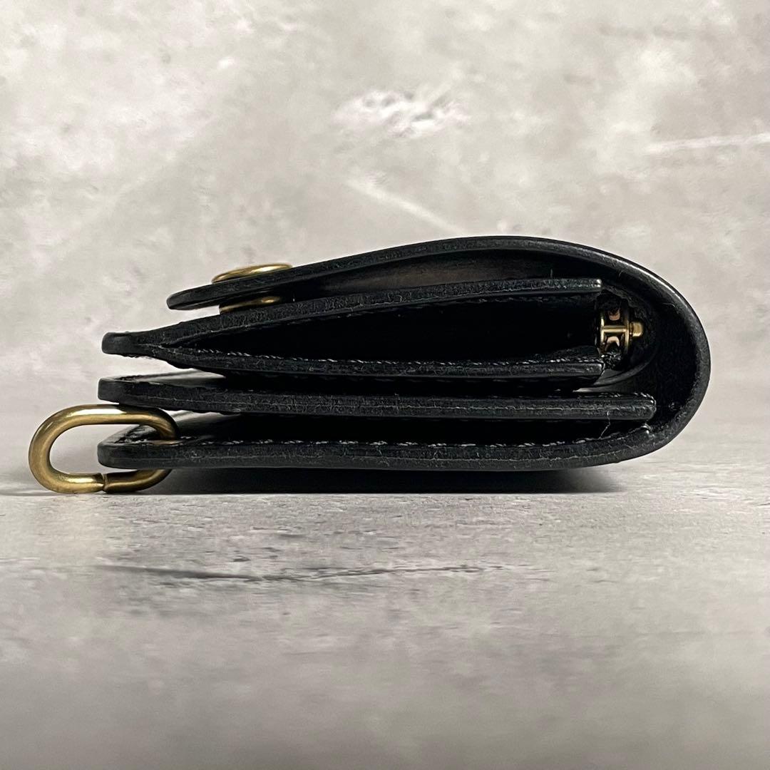 トラッカーウォレット ミドル ファスナー 真鍮チェーン付 本革　イタリアンレザー