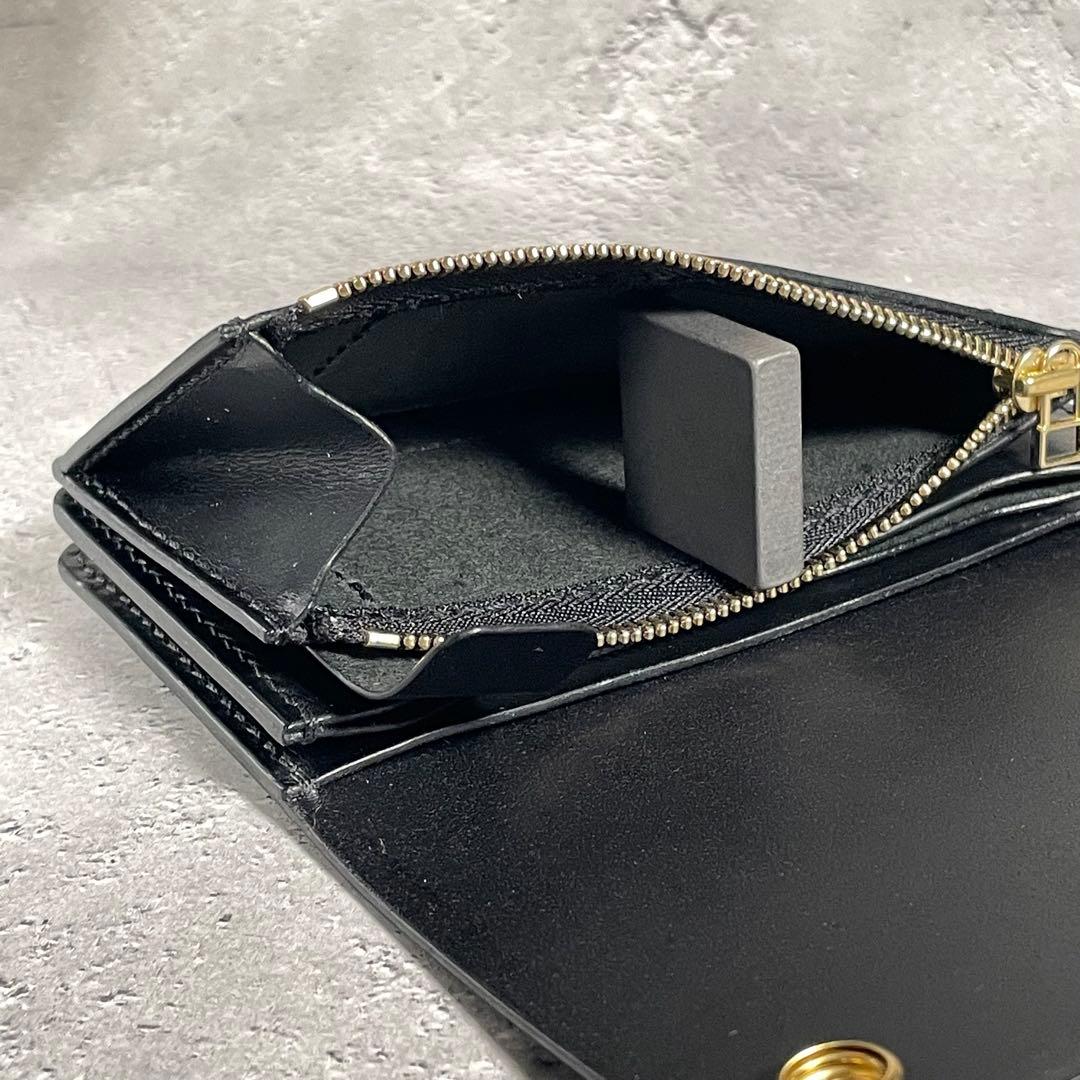 トラッカーウォレット ミドル ファスナー 真鍮チェーン付 本革　イタリアンレザー