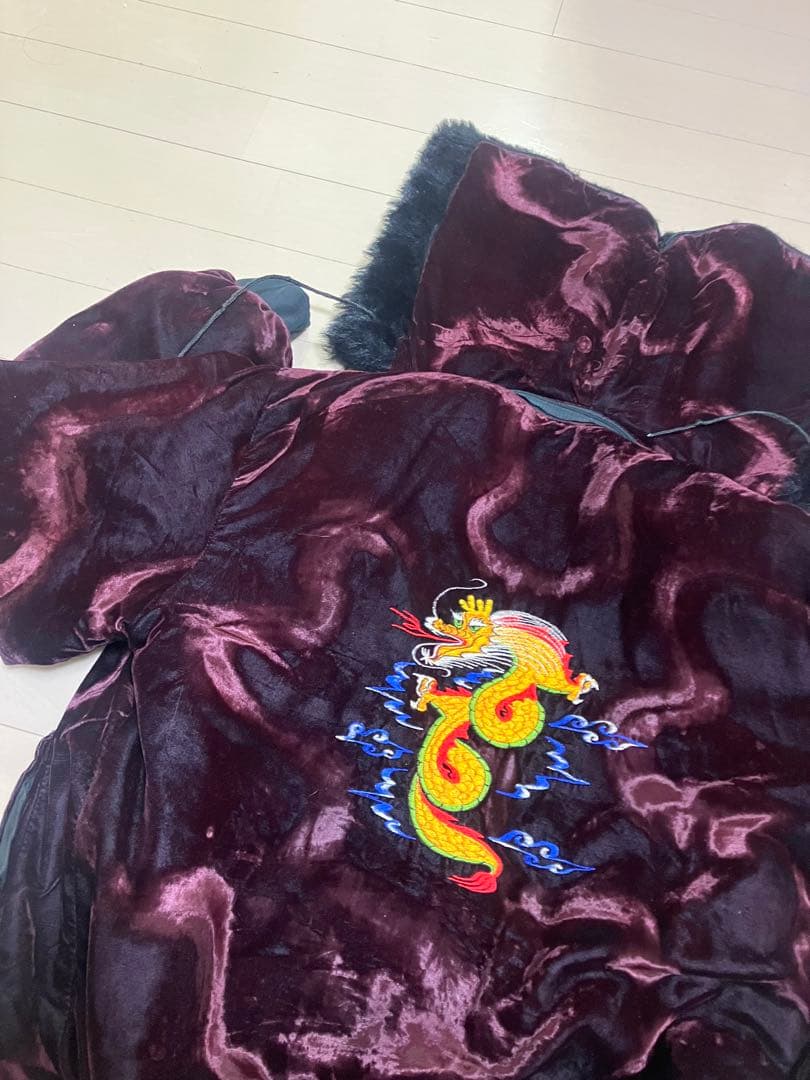 コリアンジャケット刺繍ファー次古着ビンテージ８０s激レア