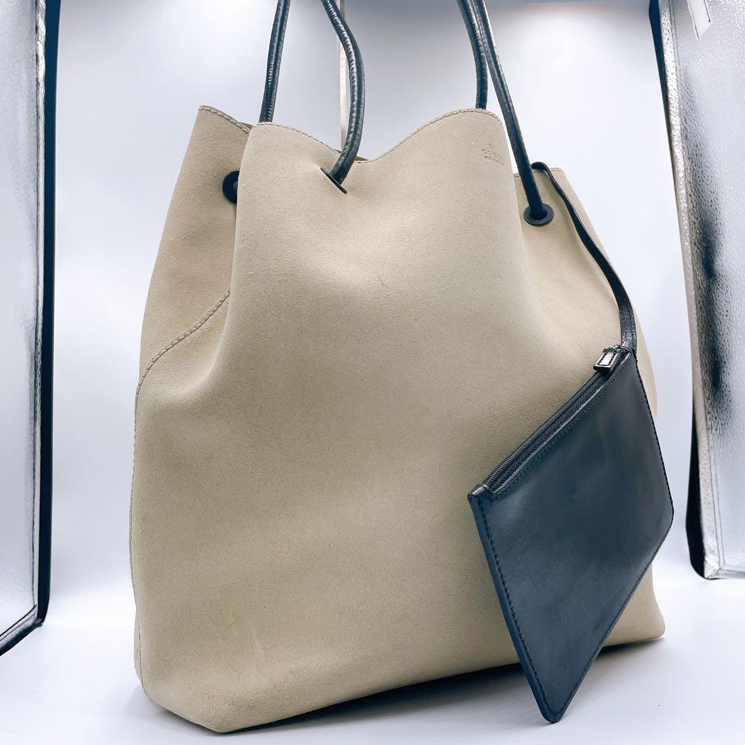 グッチ トートバッグ スウェード レザー ポーチ ベージュ レディース A4収納