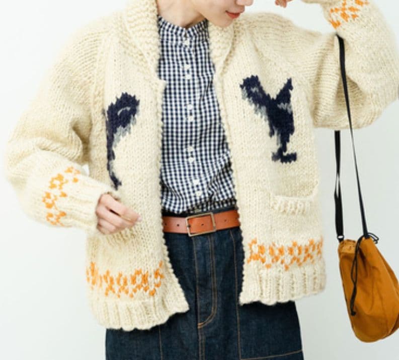【oyasumi】PAR ICI シャチ柄　ニット　カーディガン　カウチン