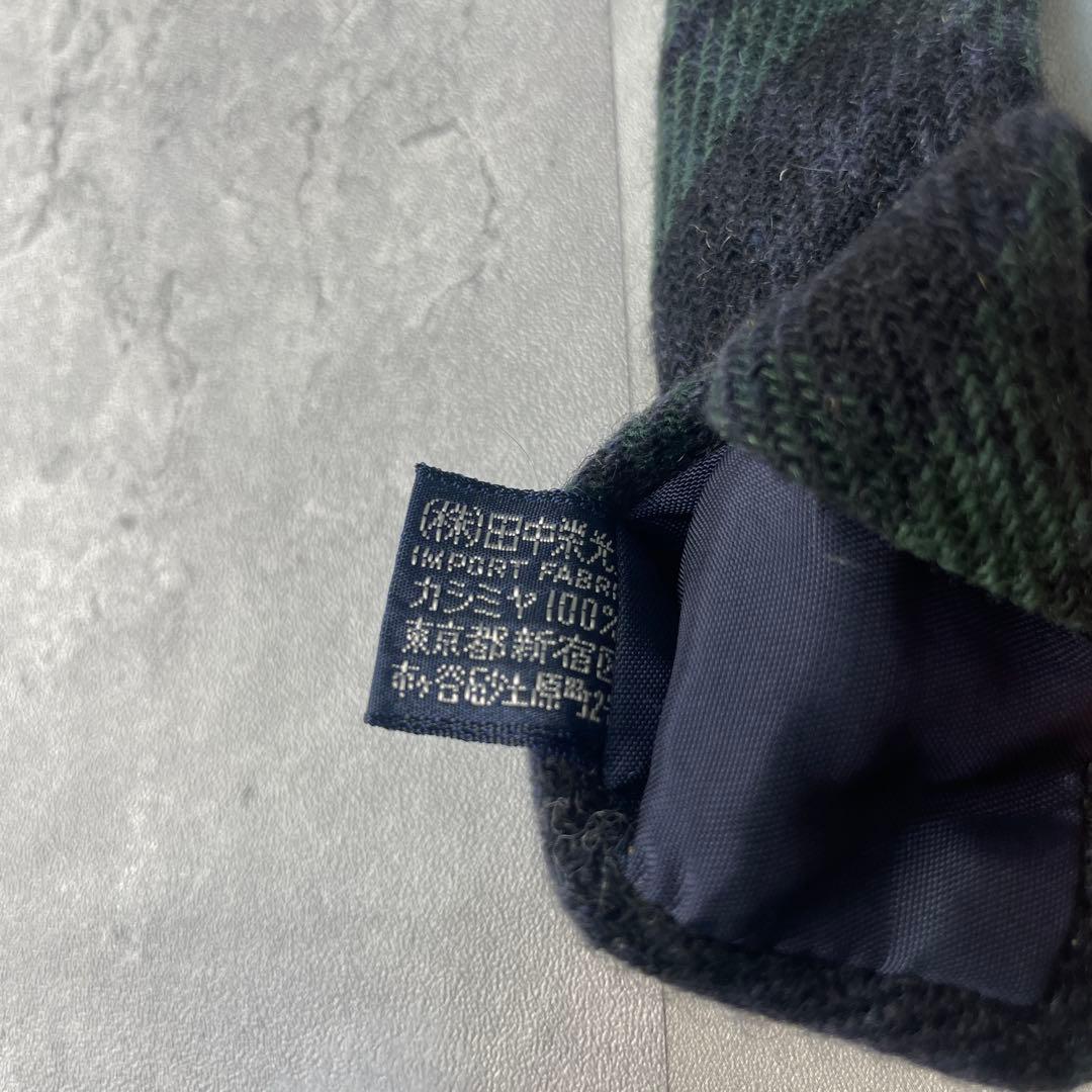 美品 Ralph Lauren ブラックウォッチ カシミヤ ネクタイ グリーン
