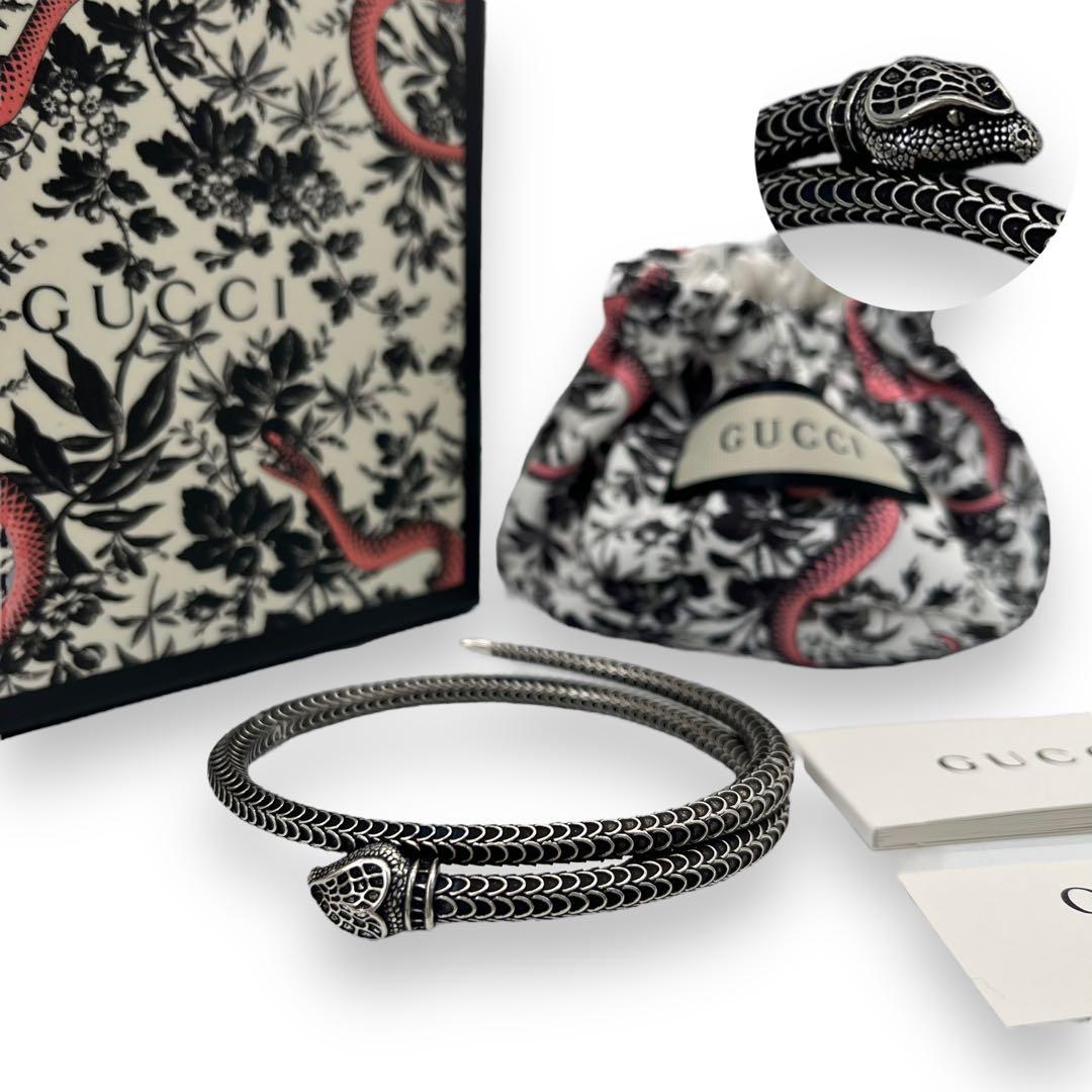 新品■グッチ　Garden snake　シルバー925　バングル　付属品完備