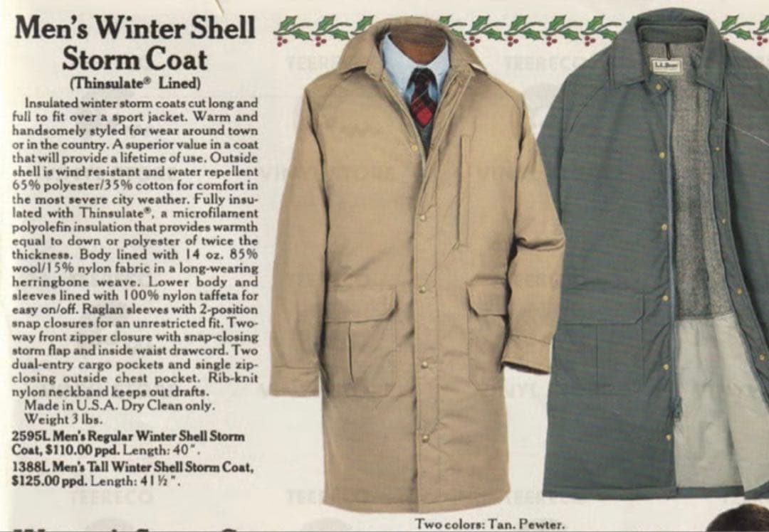 【USA製】80s L.L.Beanストームコート一枚袖Lサイズ希少カラー