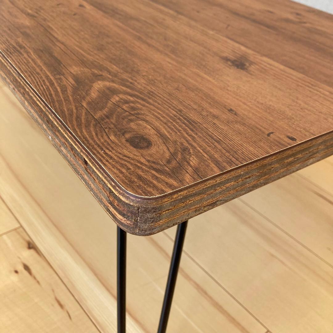 現品のみ　木製ローテーブル w80d45h28 ビンテージ風メラミン化粧板