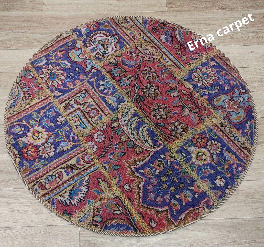 ペルシャ絨毯 パッチワーク アンティーク 100x100手織り クリーニング済み