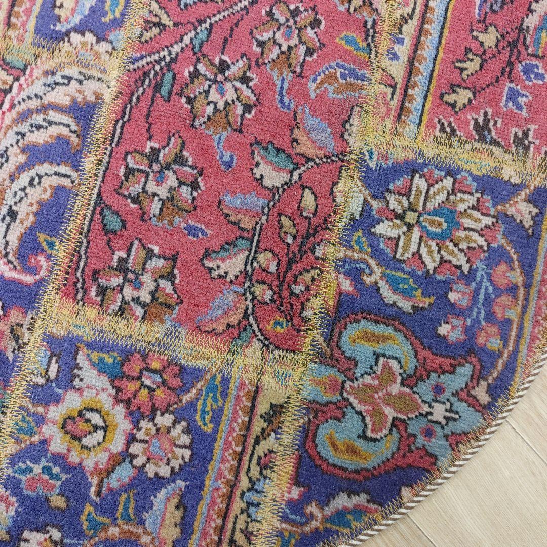 ペルシャ絨毯 パッチワーク アンティーク 100x100手織り クリーニング済み