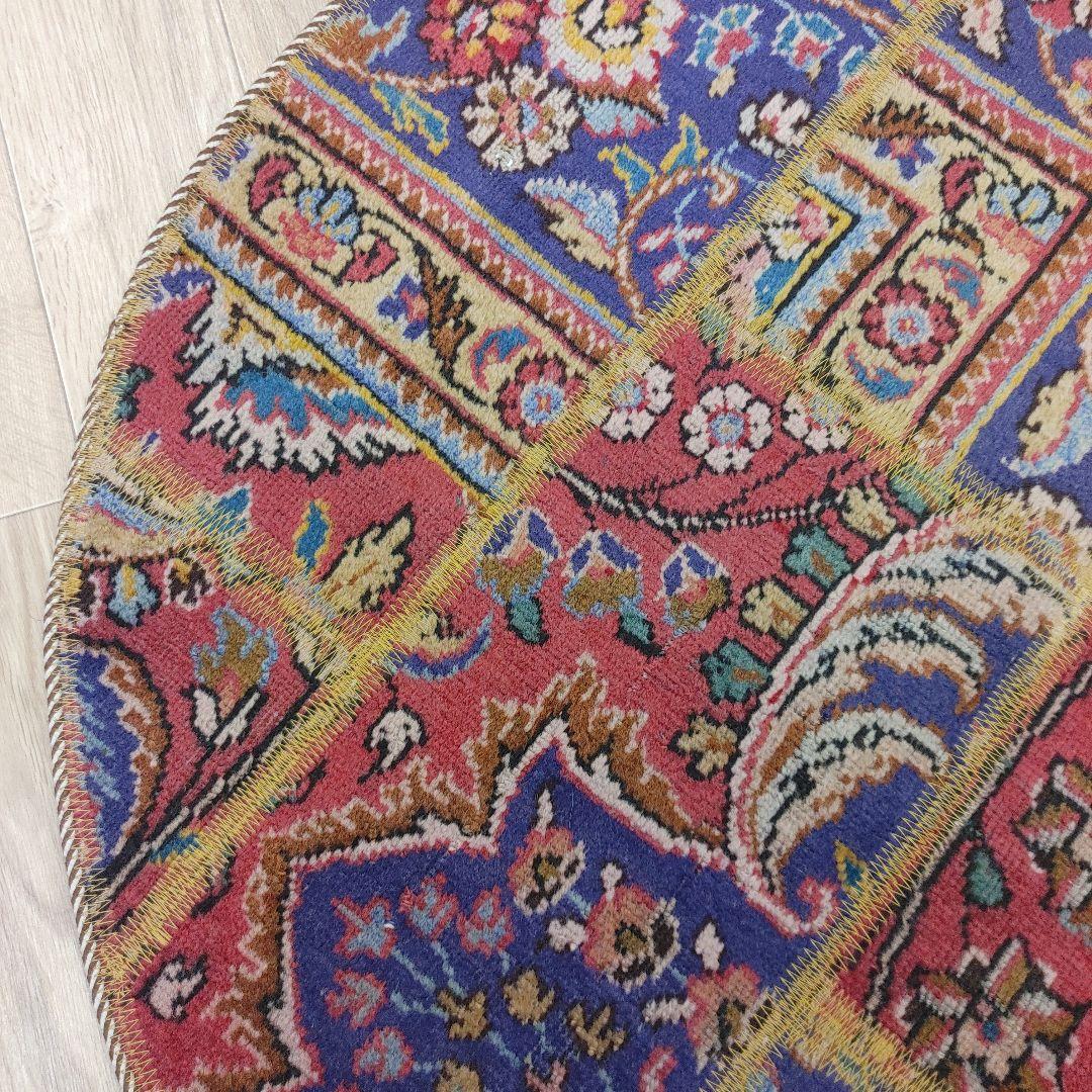 ペルシャ絨毯 パッチワーク アンティーク 100x100手織り クリーニング済み