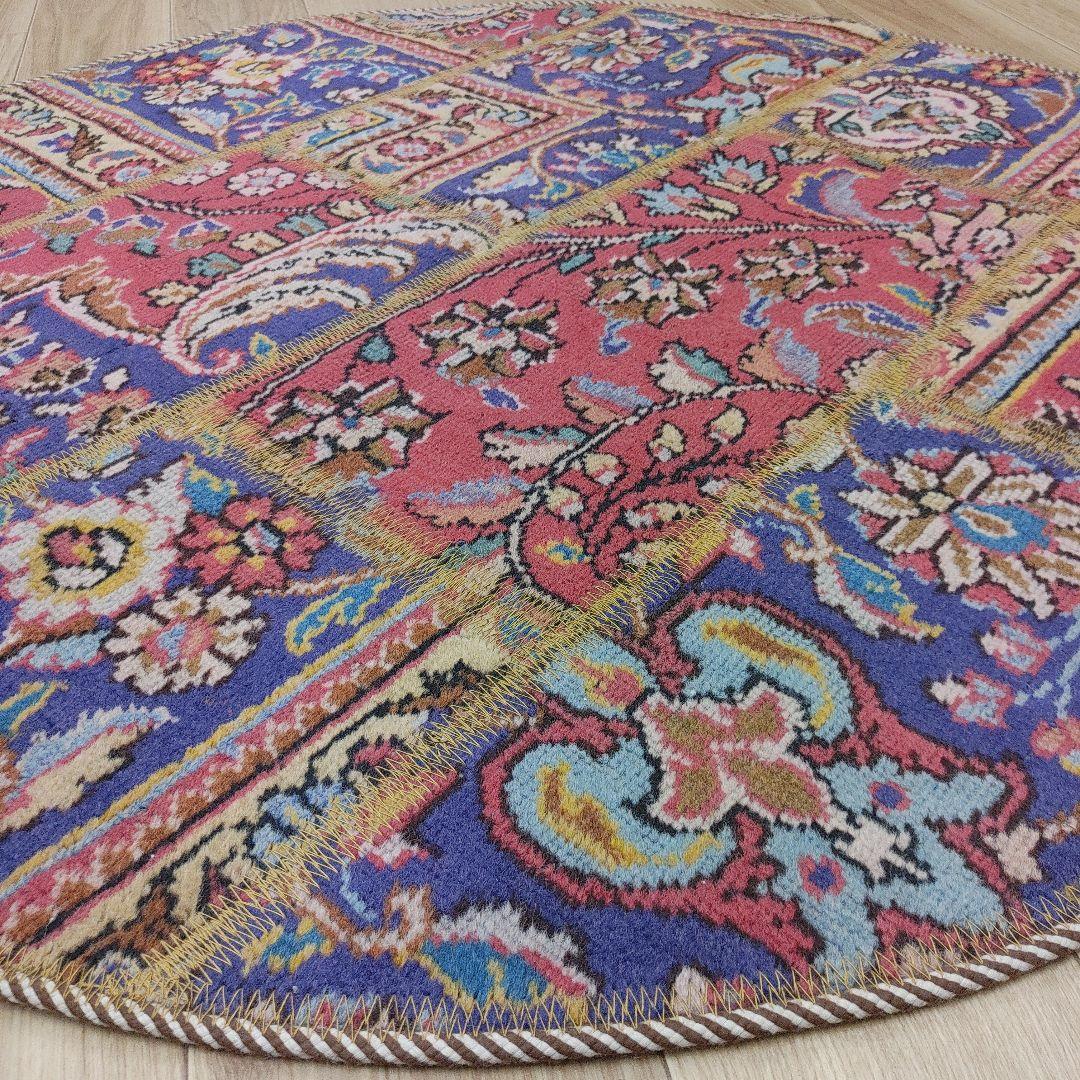 ペルシャ絨毯 パッチワーク アンティーク 100x100手織り クリーニング済み