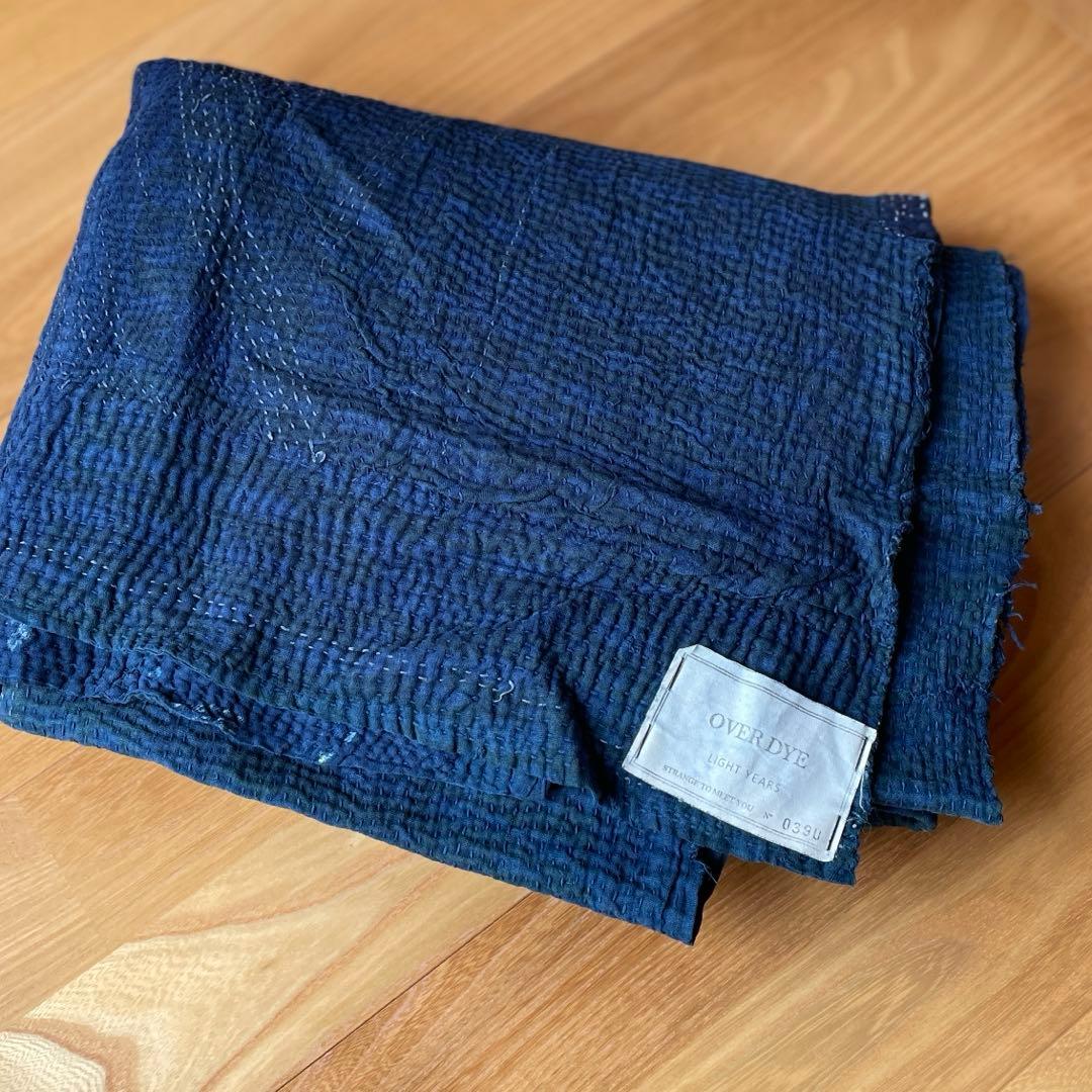 LIGHT YEARS OVERDYE 藍泥染 キルト ラグ　刺し子 ベニワレン