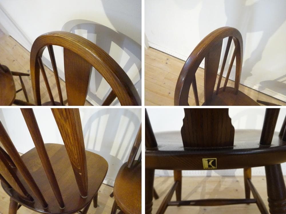 飛騨産業/キツツキ　ボウバック　ウィンザーチェア　2脚セット　オーク材　②