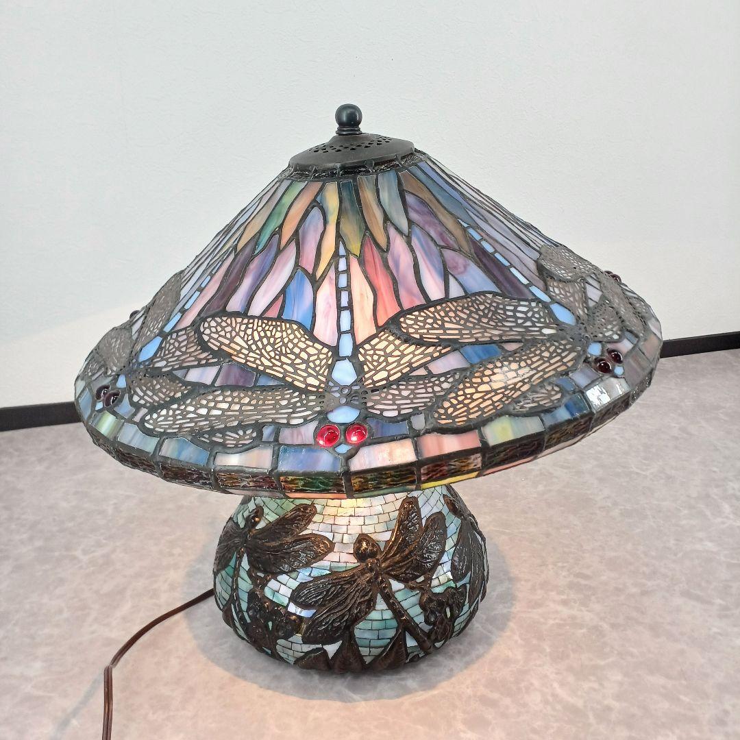 送料込み☆ステンドグラス【卓上ランプ】トンボ柄/アンティーク