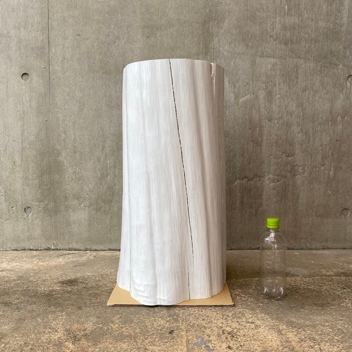 白ペンキ ヒノキ切り株 スツール 丸太フラワー消毒スタンド サイドテーブル