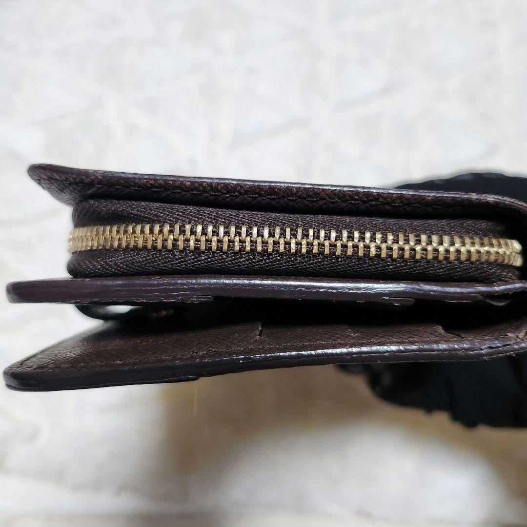 LOUIS VUITTON 二つ折り財布 コンパクトジップ ダミエ ブラウン
