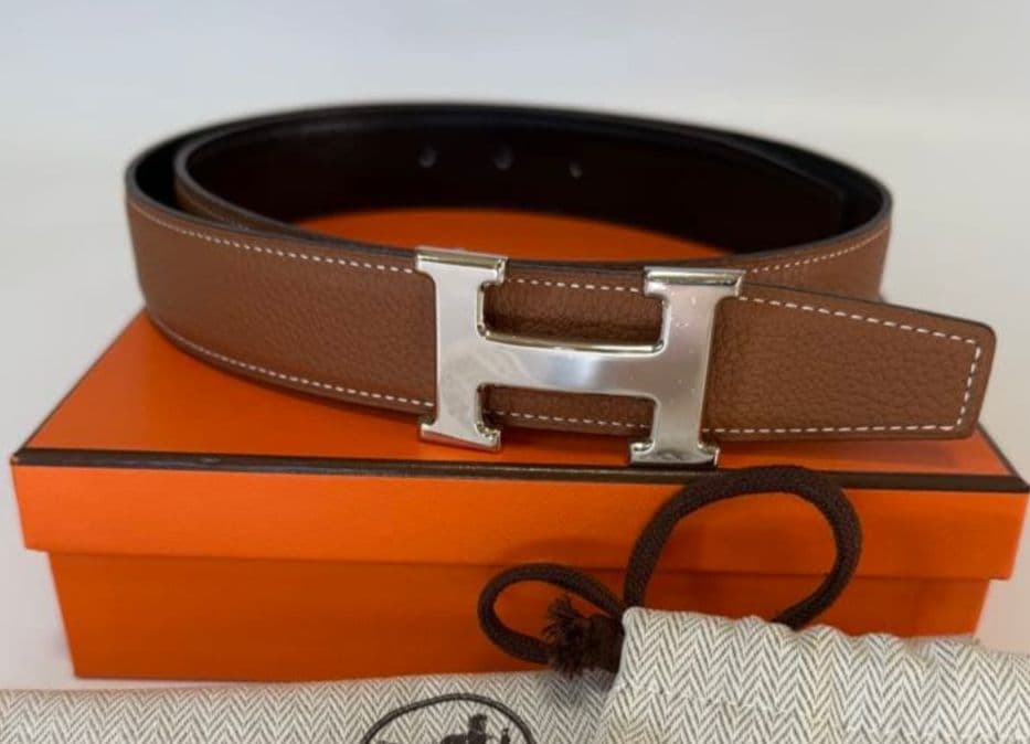 即決可 エルメス Hベルト ブラック／ゴールド リバーシブル