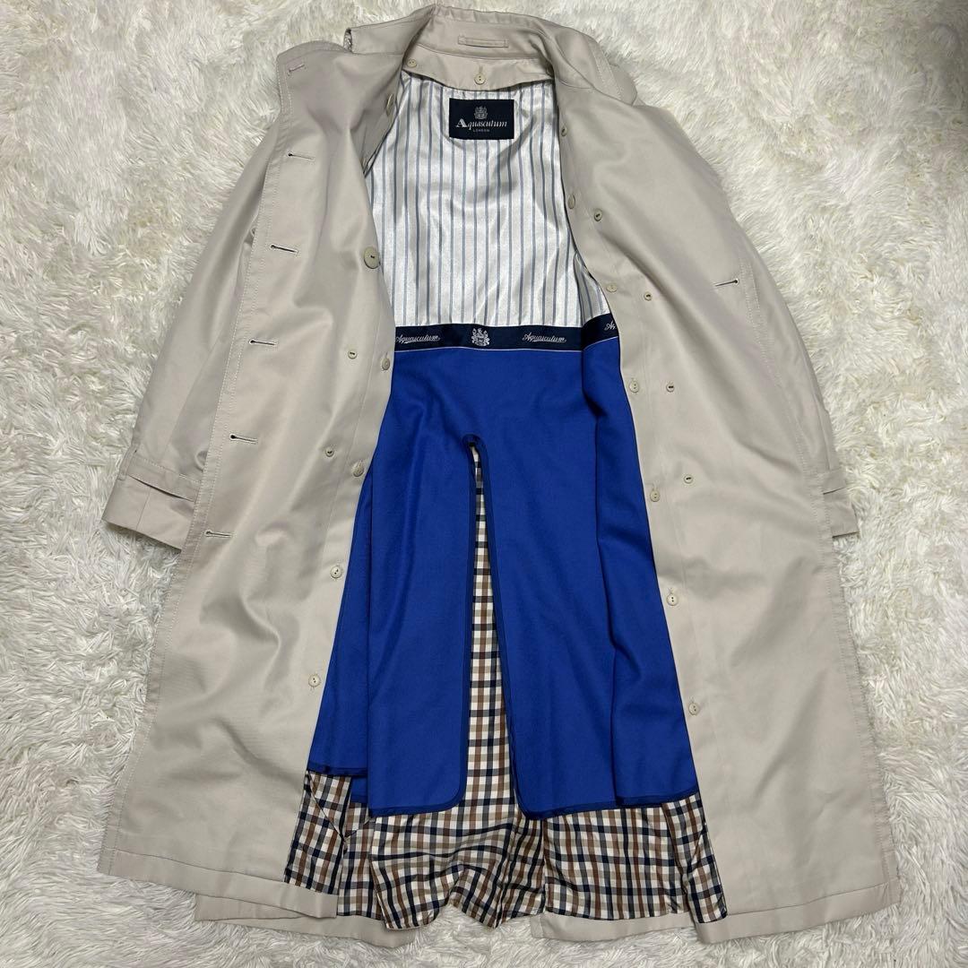 アクアスキュータム トレンチコート 青ライナー　ベルト付き　アイボリー　サイズ6