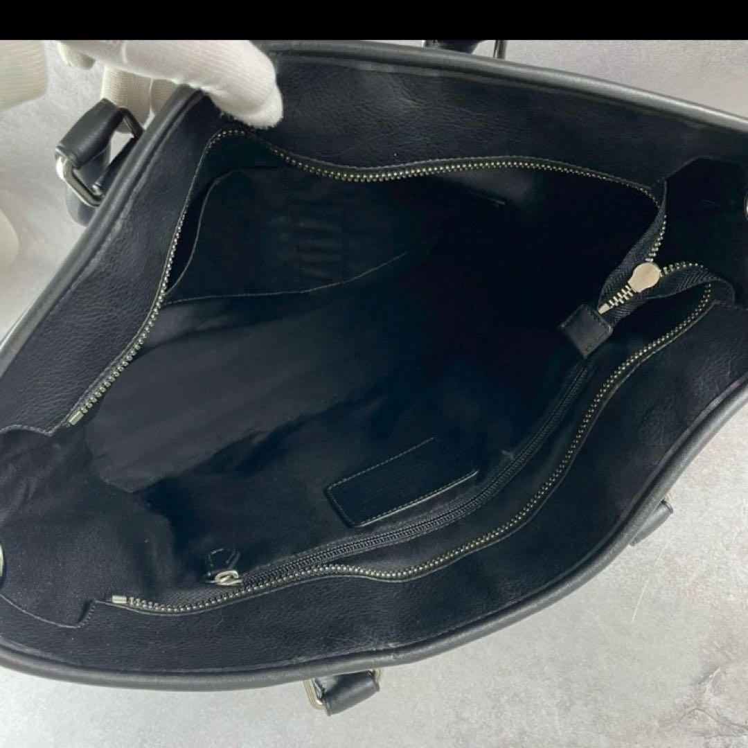 極美品 コーチ メトロポリタン 2way トートバッグ ビジネス レザー 紺 黒