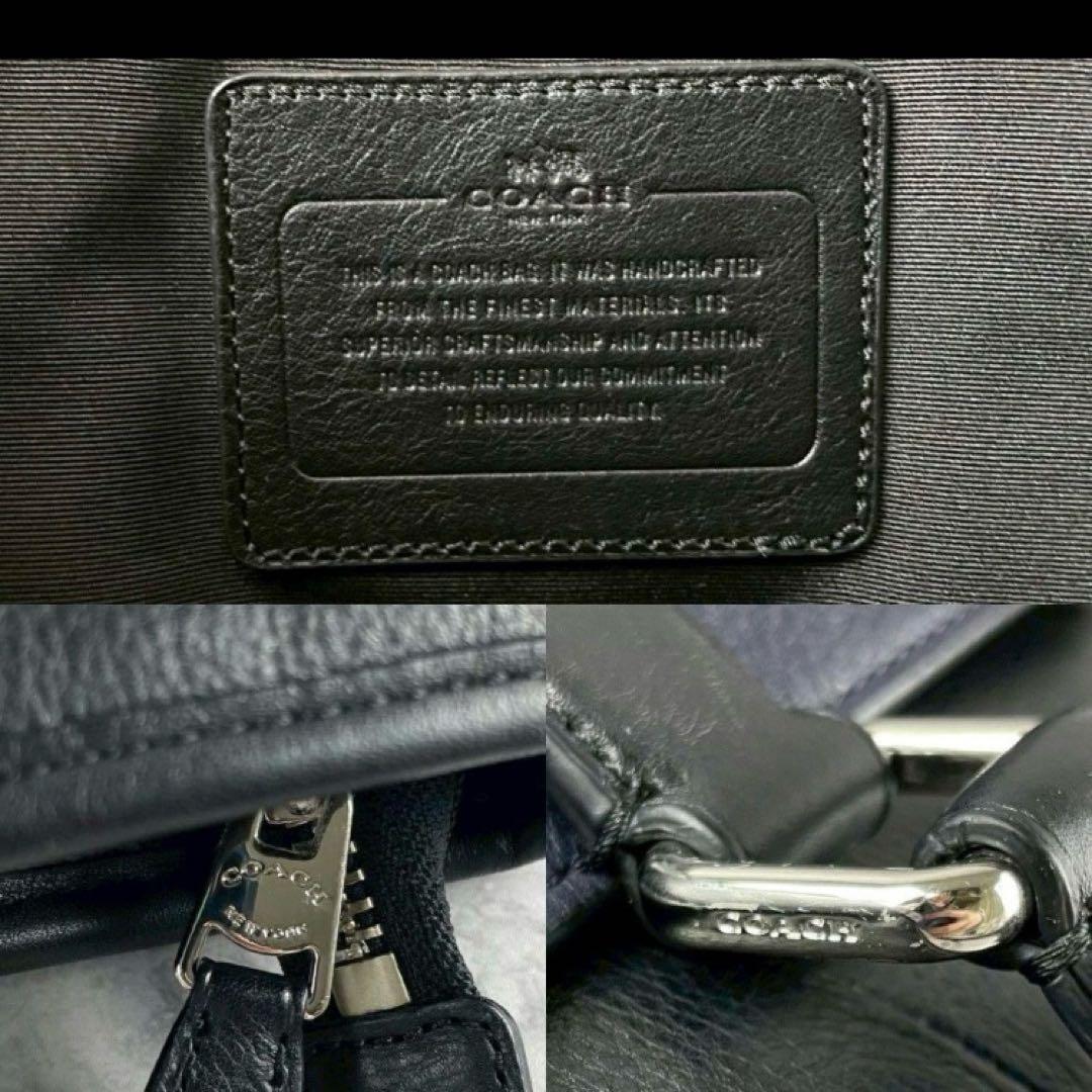 極美品 コーチ メトロポリタン 2way トートバッグ ビジネス レザー 紺 黒