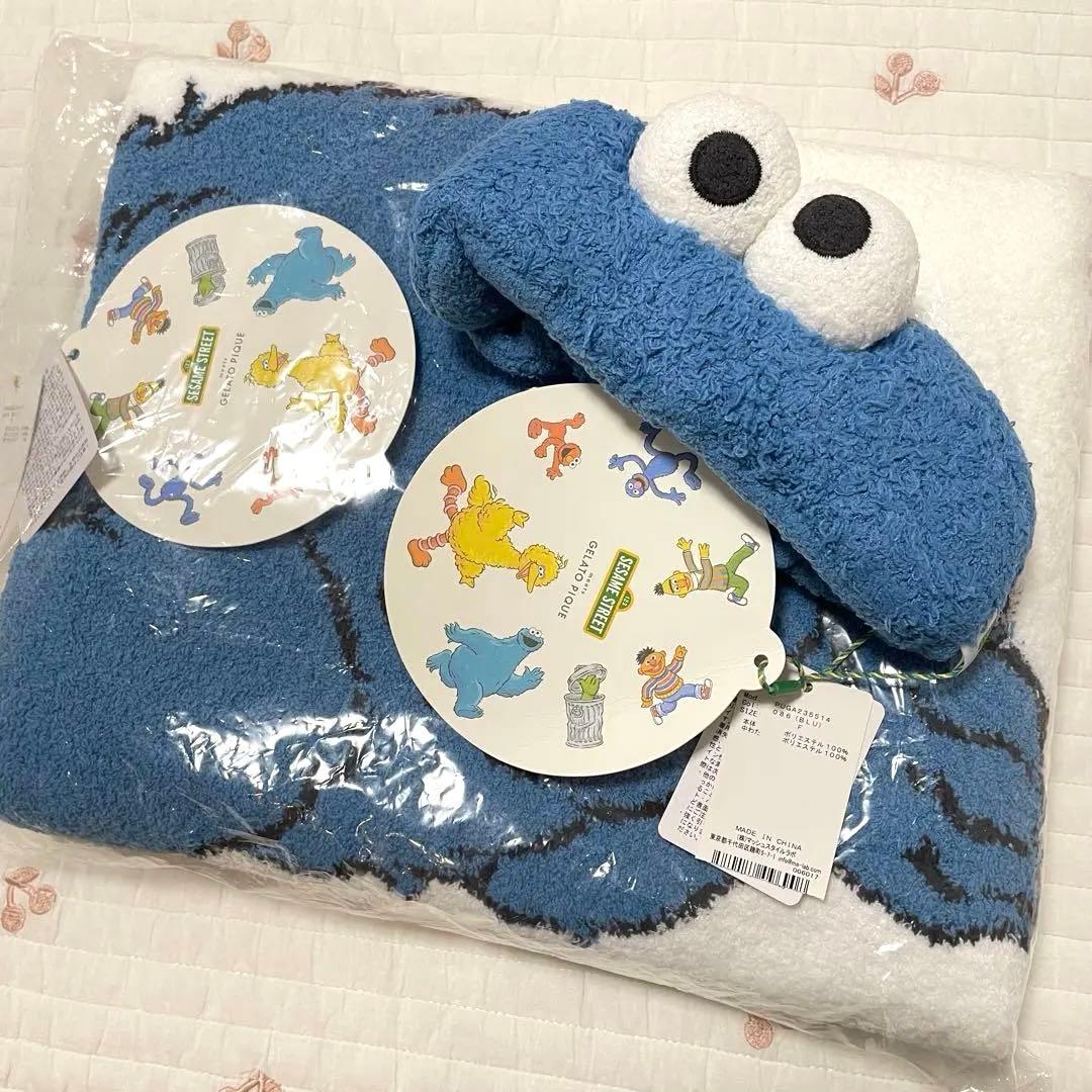ジェラートピケ　クッキーモンスター　ブランケット&ヘアバンド　セット