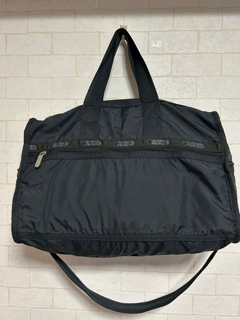 Lesportsacブラックナイロンボストンバッグ 黒