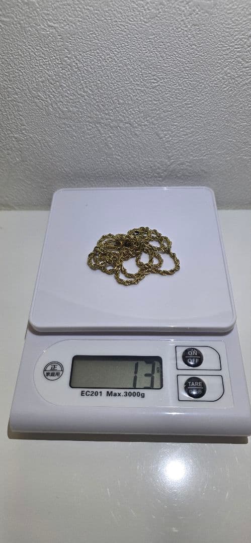 あかさ　ロープチェーン60cm ゴールドフィルド加工　k18刻印あり