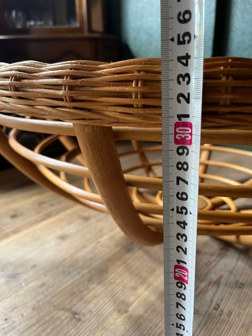 ラタン 特大バスケット かご ベット インテリア 昭和レトロ