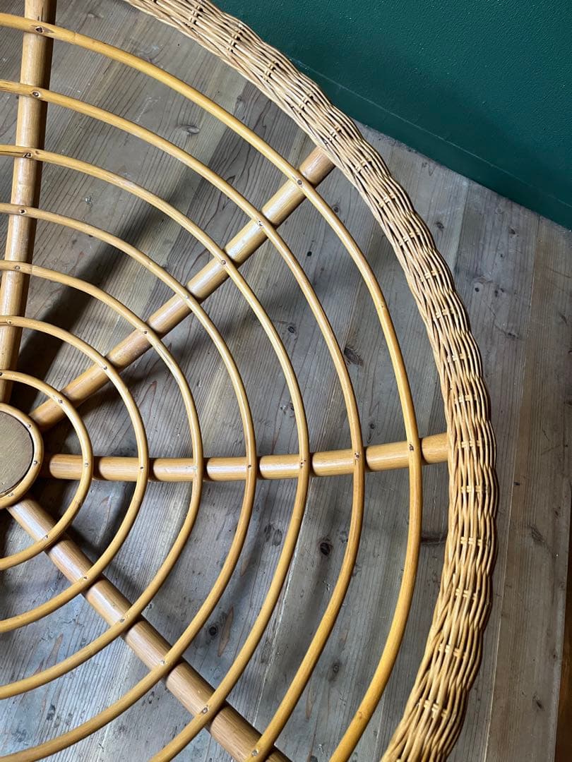 ラタン 特大バスケット かご ベット インテリア 昭和レトロ