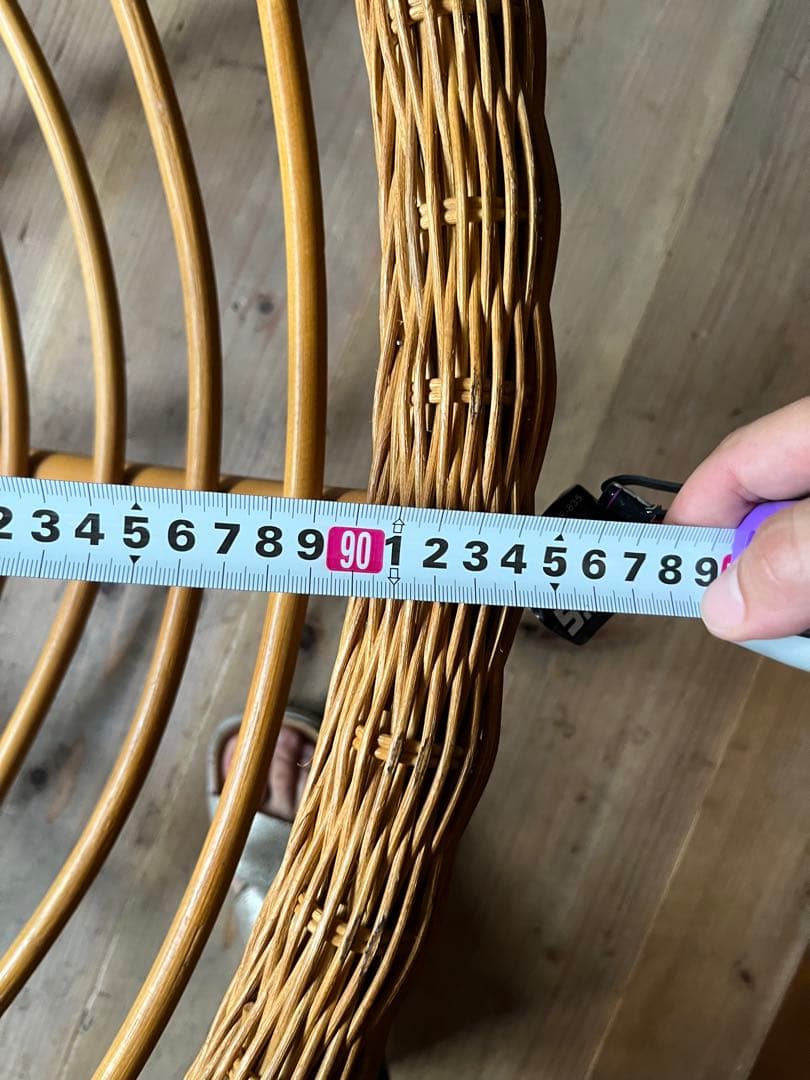 ラタン 特大バスケット かご ベット インテリア 昭和レトロ