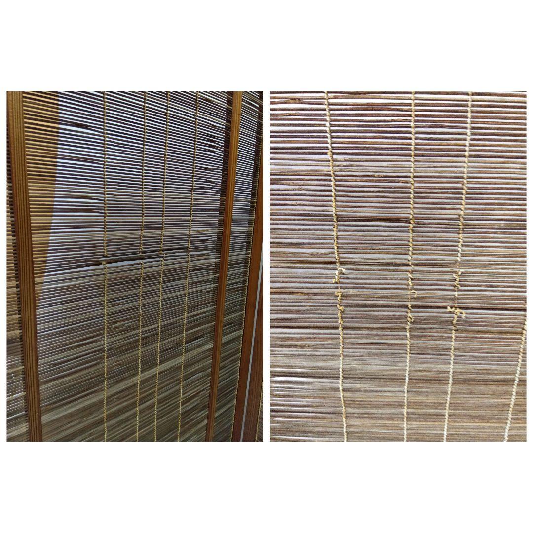 4枚式衝立　パーテーション　簾屏風　古民家　間仕切り　昭和レトロ　年代物　和風