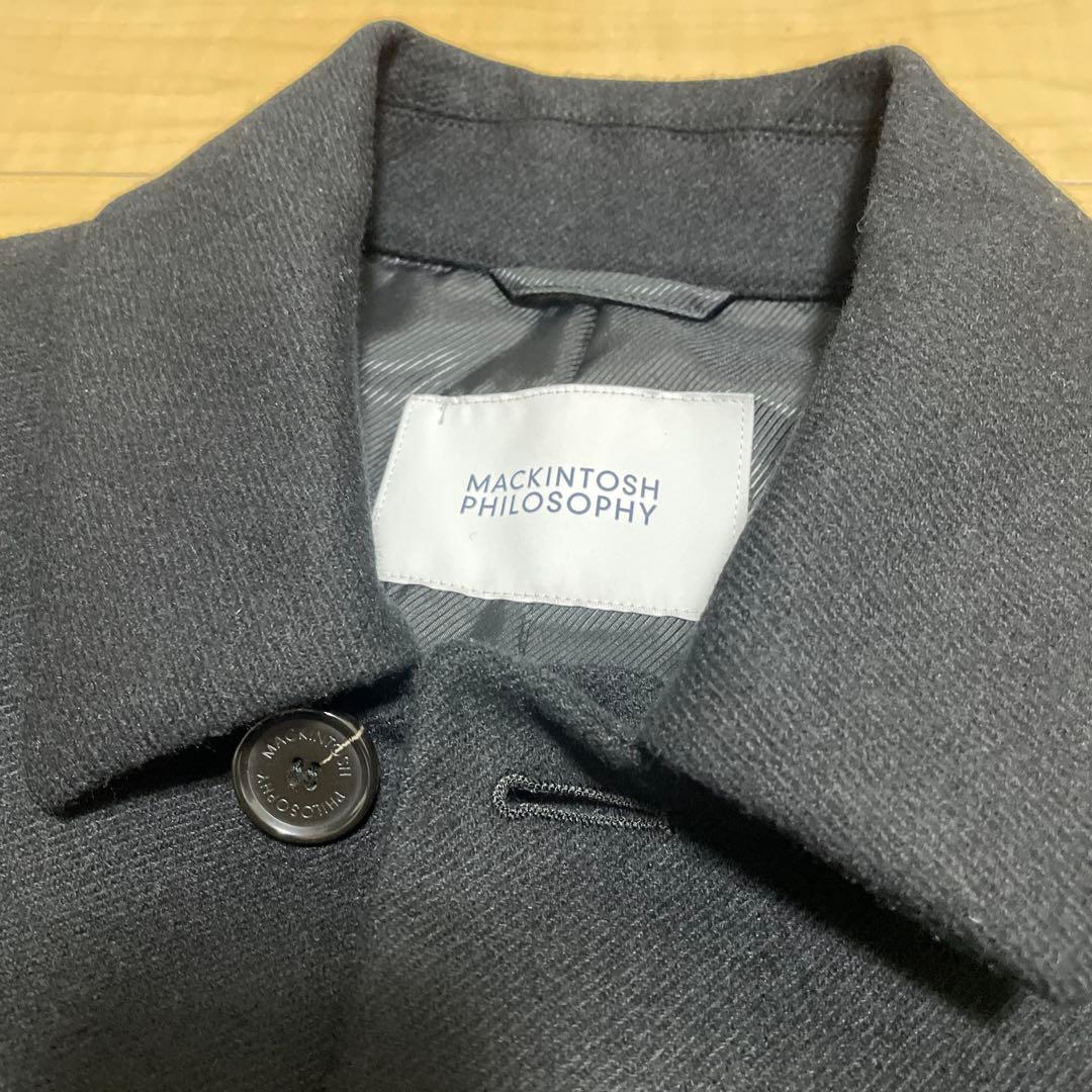 マッキントッシュフィロソフィー　ステンカラーコート　ブラック　カシミヤ混