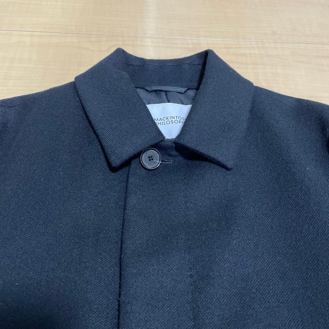 マッキントッシュフィロソフィー　ステンカラーコート　ブラック　カシミヤ混