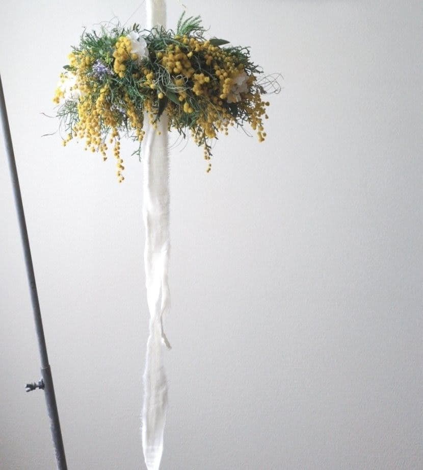 ミモザのフライングリース　春待ちリース