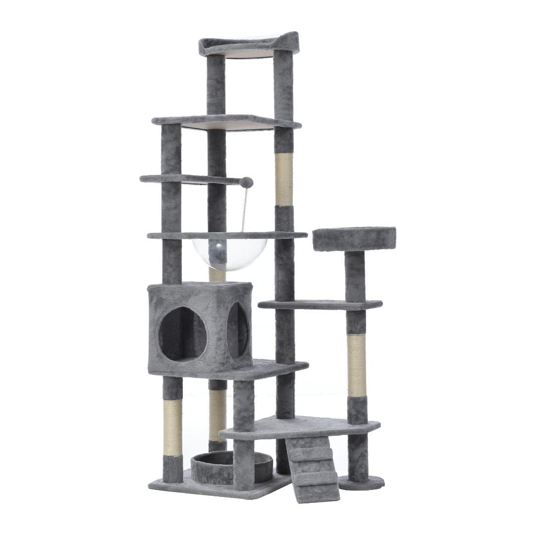 据え置き型 麻紐 爪とぎ 多頭飼い 宇宙船キャットタワー 据え置き型【ベージュ】