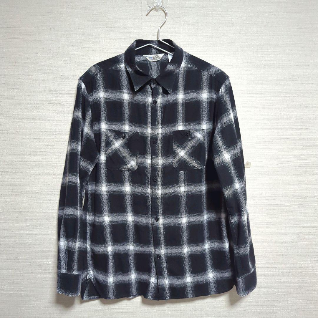あ*ん様 ファイブブラザー　ライトネル　オンブレチェックシャツ　黒白