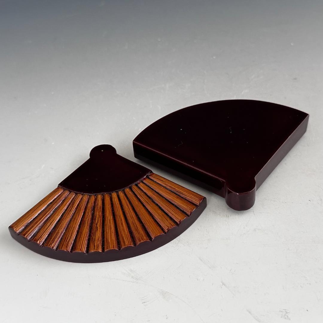 茶道具　而妙斎好　矢竹張　扇面　香合　熊谷秀穂　共箱　風炉用　漆芸　炭点前　茶会