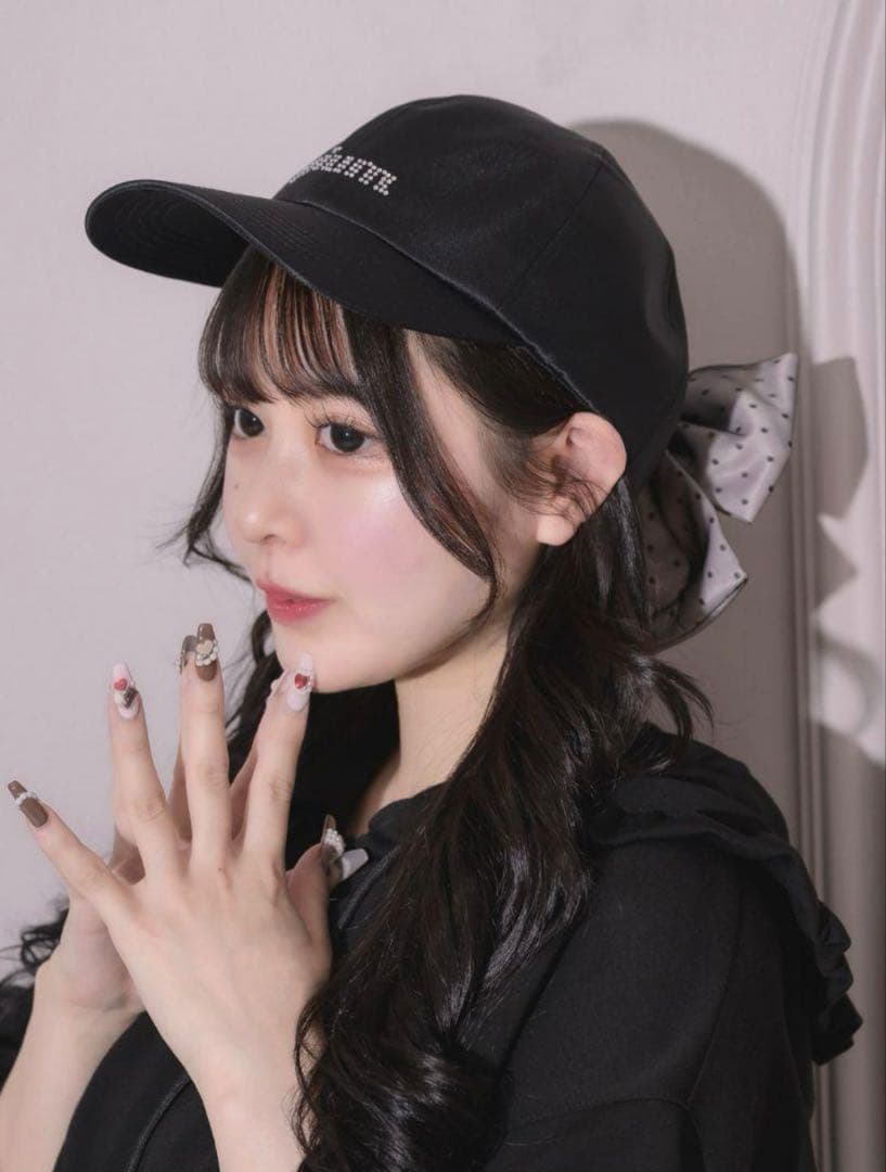 新品未使用　pium　バックリボンサテンキャップ