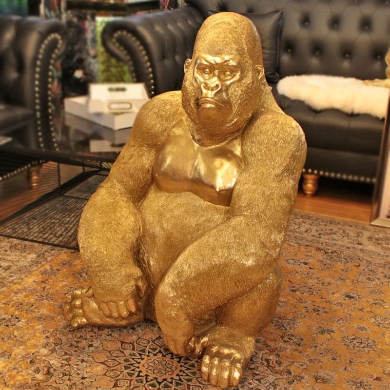 大きなゴリラのオブジェ 置物 インテリア ゴールド ビッグサイズ 143-141