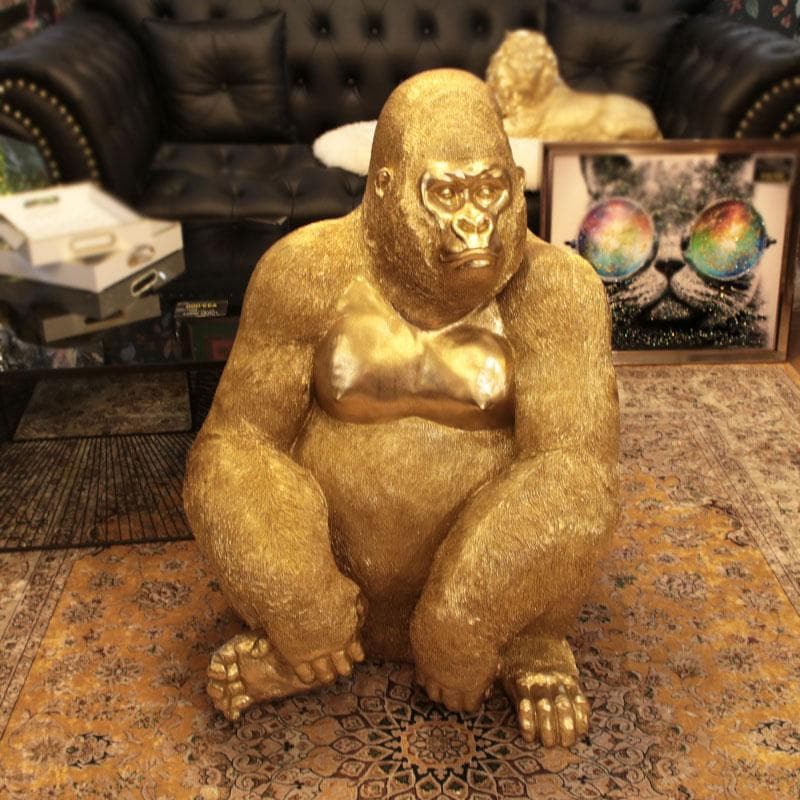大きなゴリラのオブジェ 置物 インテリア ゴールド ビッグサイズ 143-141