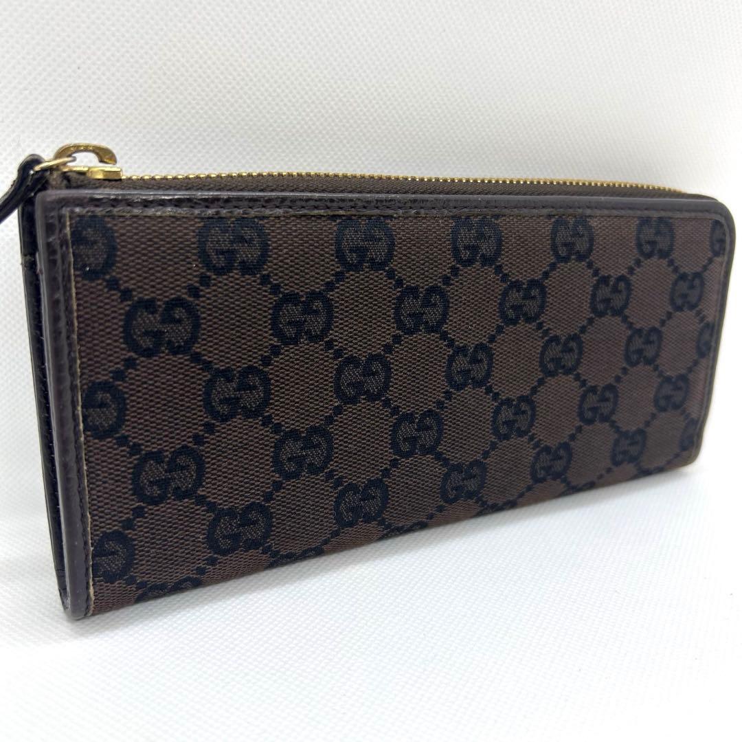 【極美品】グッチ 長財布 キャンバス 小銭入れ レザー ラウンドファスナー
