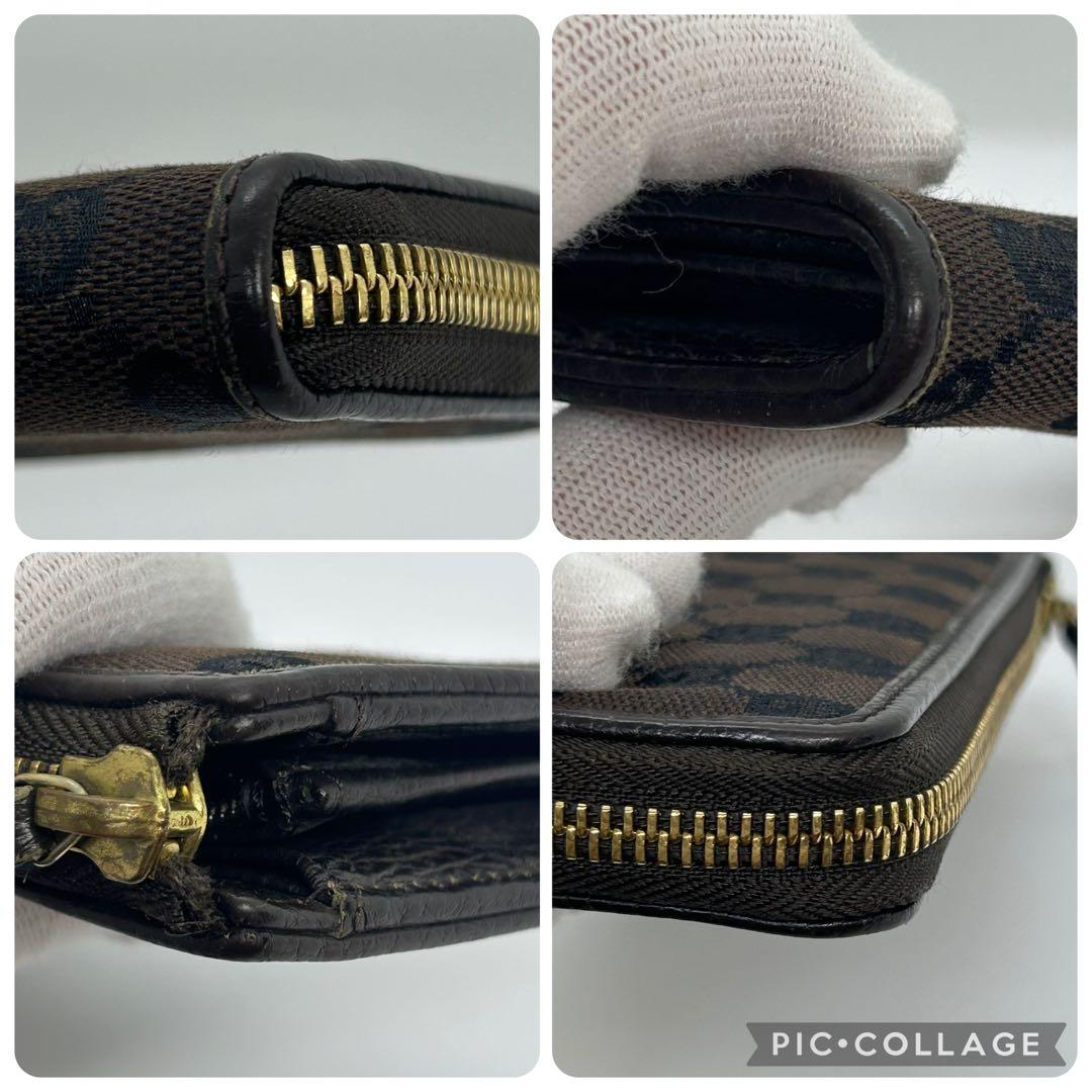 【極美品】グッチ 長財布 キャンバス 小銭入れ レザー ラウンドファスナー