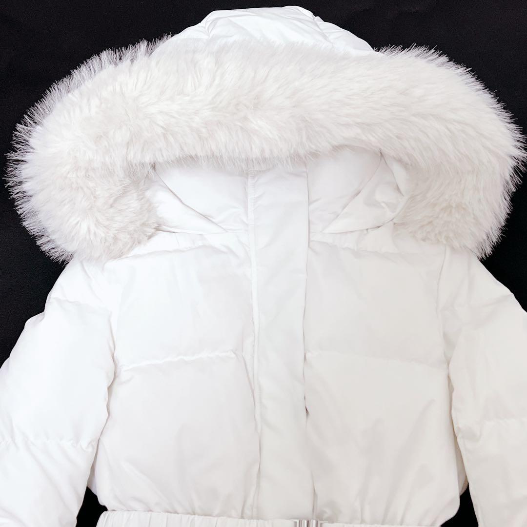 【タグ付き】rienda ホワイト ダウンコート Sサイズ ゴムベルト リブ