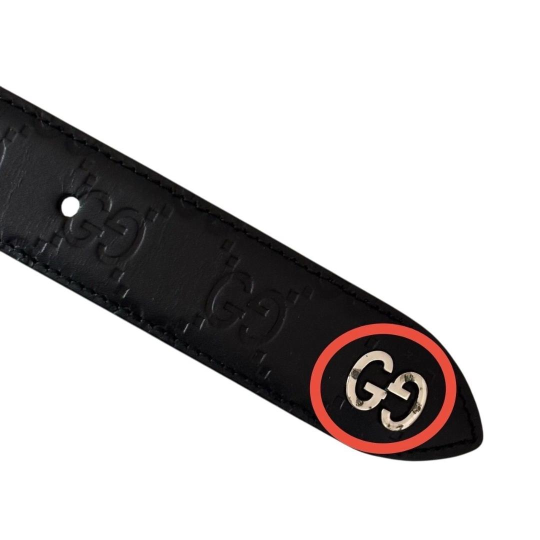 GUCCI グッチ 480199 グッチシマ ベルト ロゴ レザー ブラック