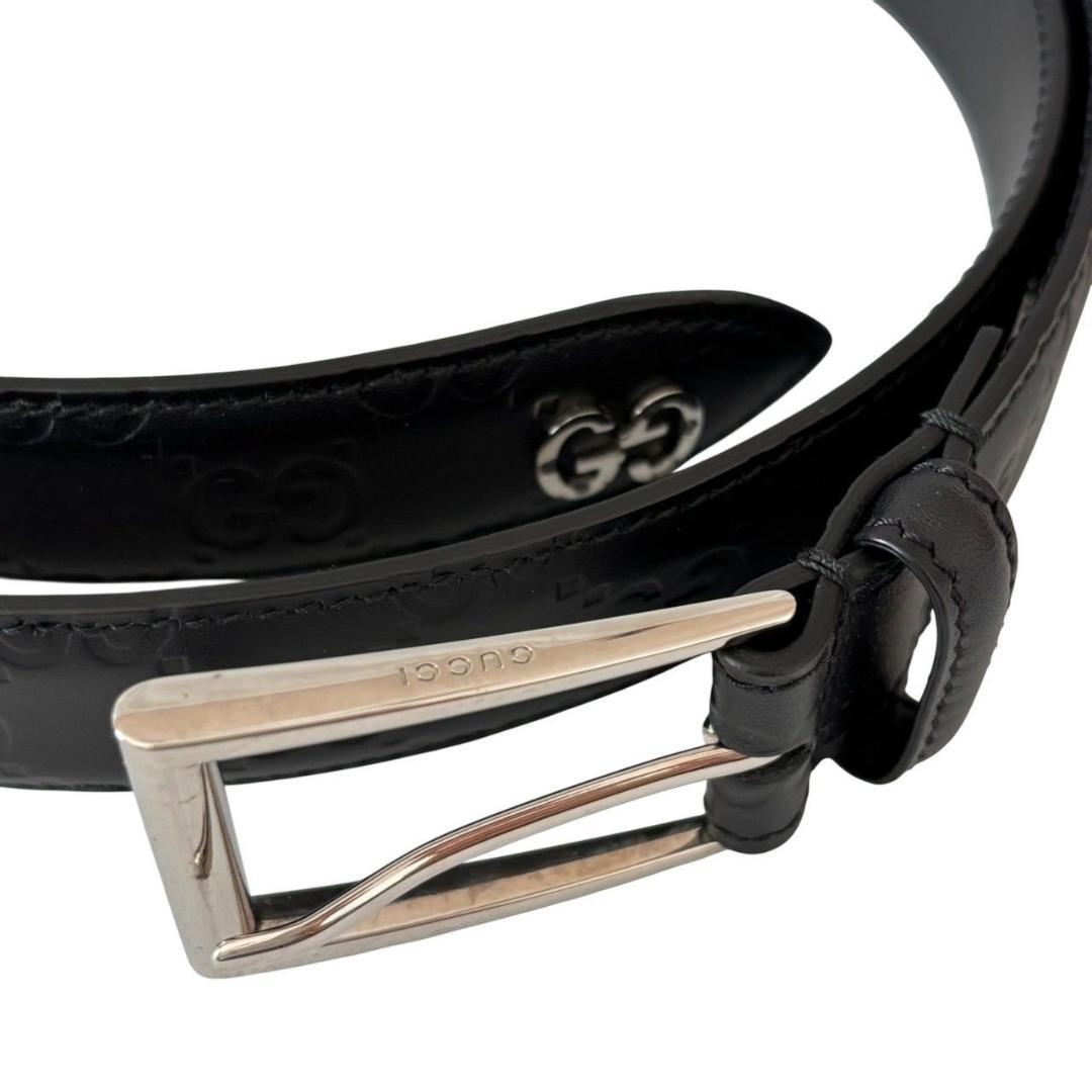 GUCCI グッチ 480199 グッチシマ ベルト ロゴ レザー ブラック