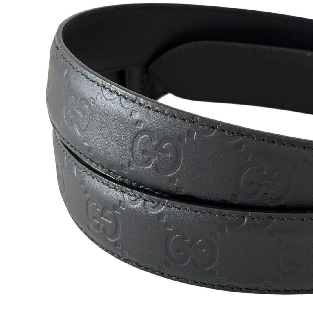 GUCCI グッチ 480199 グッチシマ ベルト ロゴ レザー ブラック