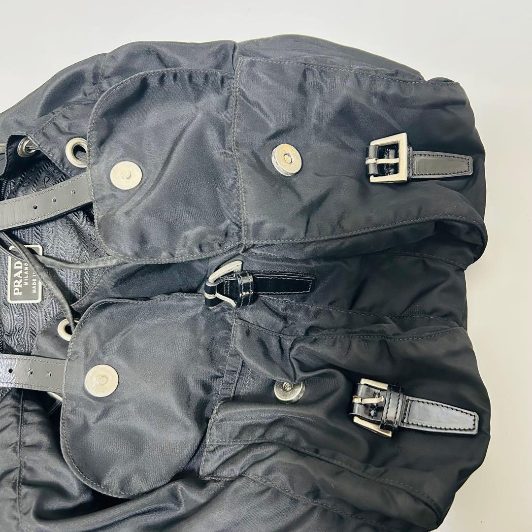 美品PRADA プラダ 巾着型 リュックサック デイパック レディースブラック