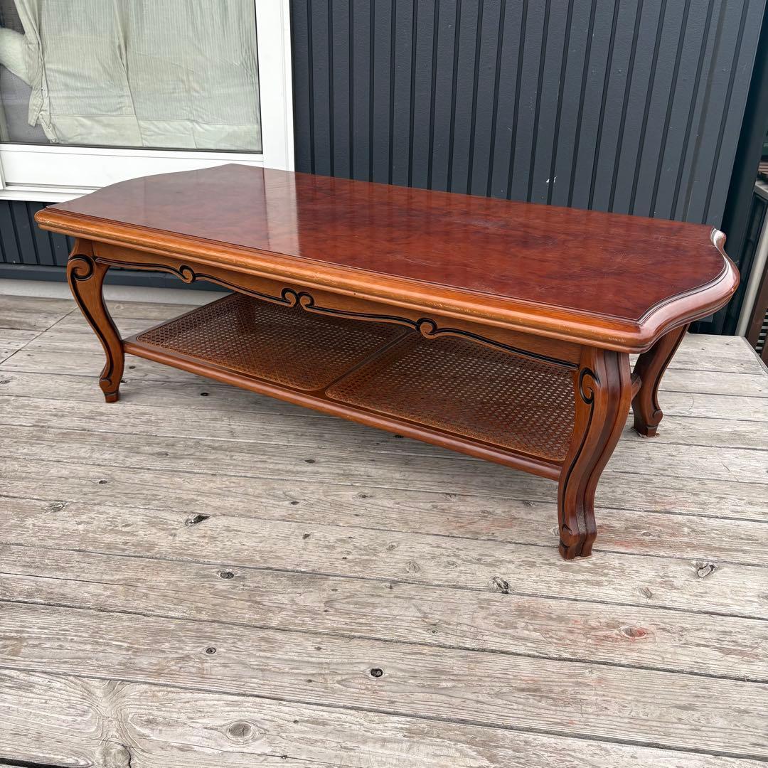 カリモク コロニアルシリーズ センターテーブル ローテーブル 棚付き 北欧レトロ