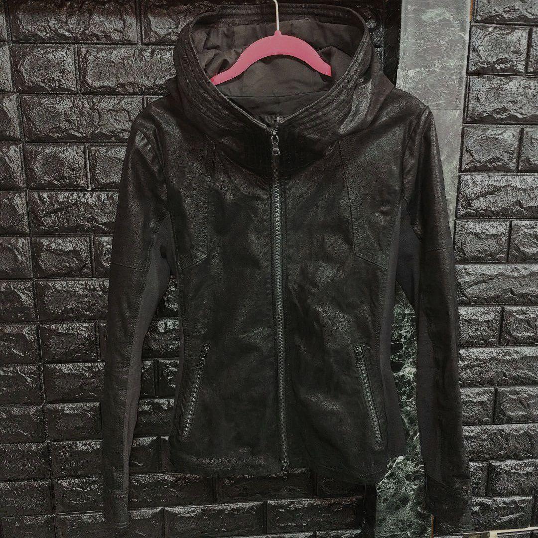 良品　ノーアイディー　レザースエード　フーデッドジャケット