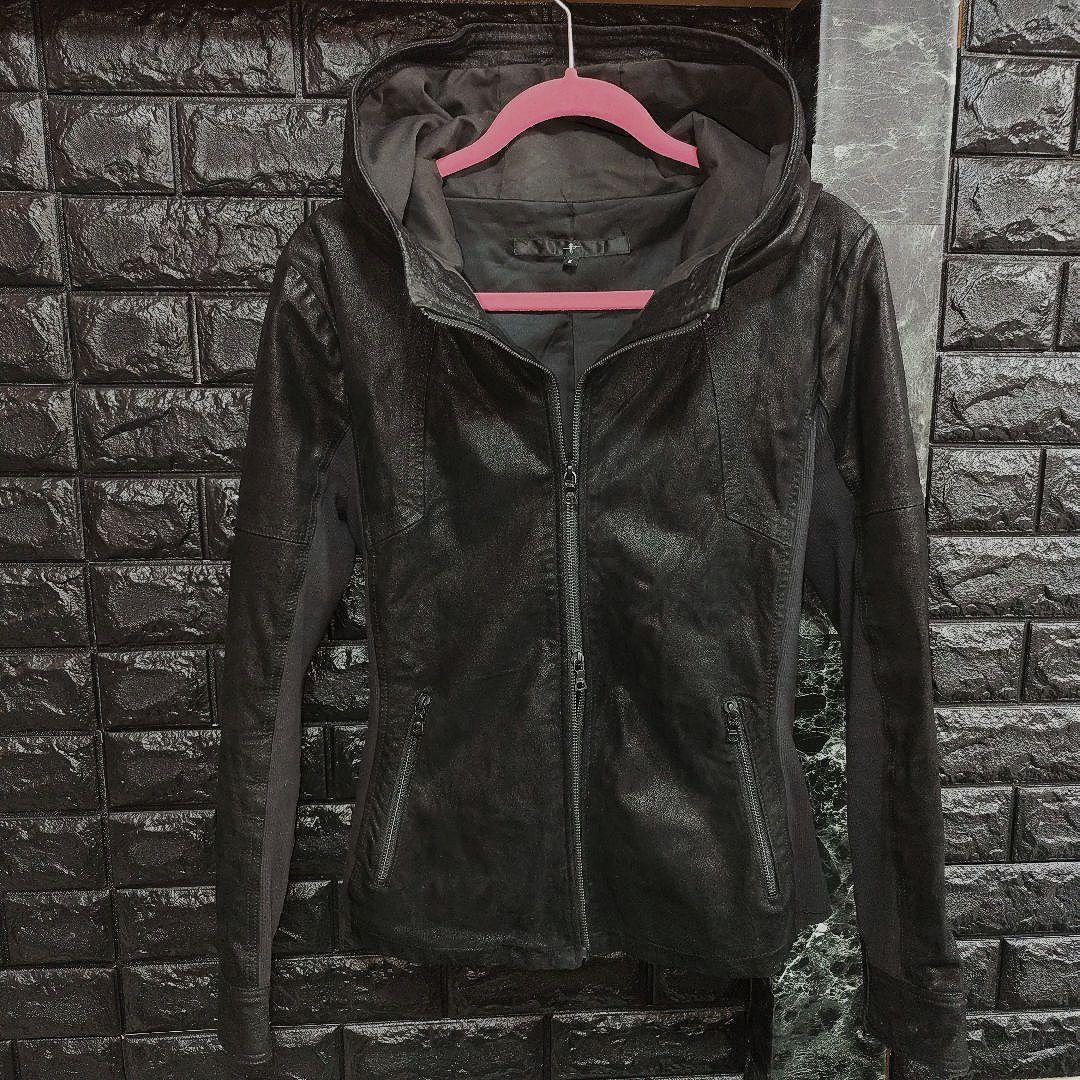 良品　ノーアイディー　レザースエード　フーデッドジャケット