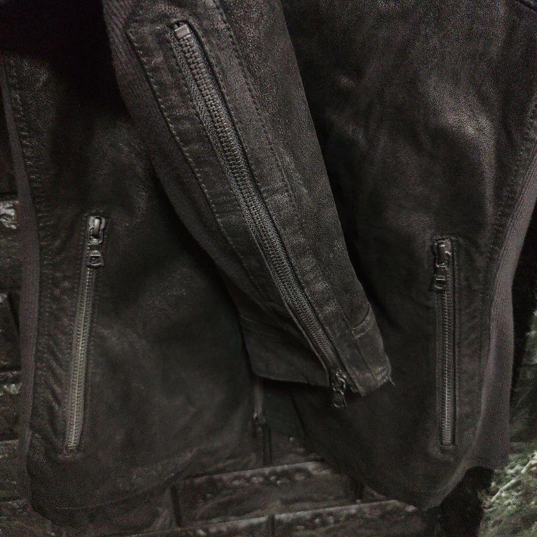 良品　ノーアイディー　レザースエード　フーデッドジャケット